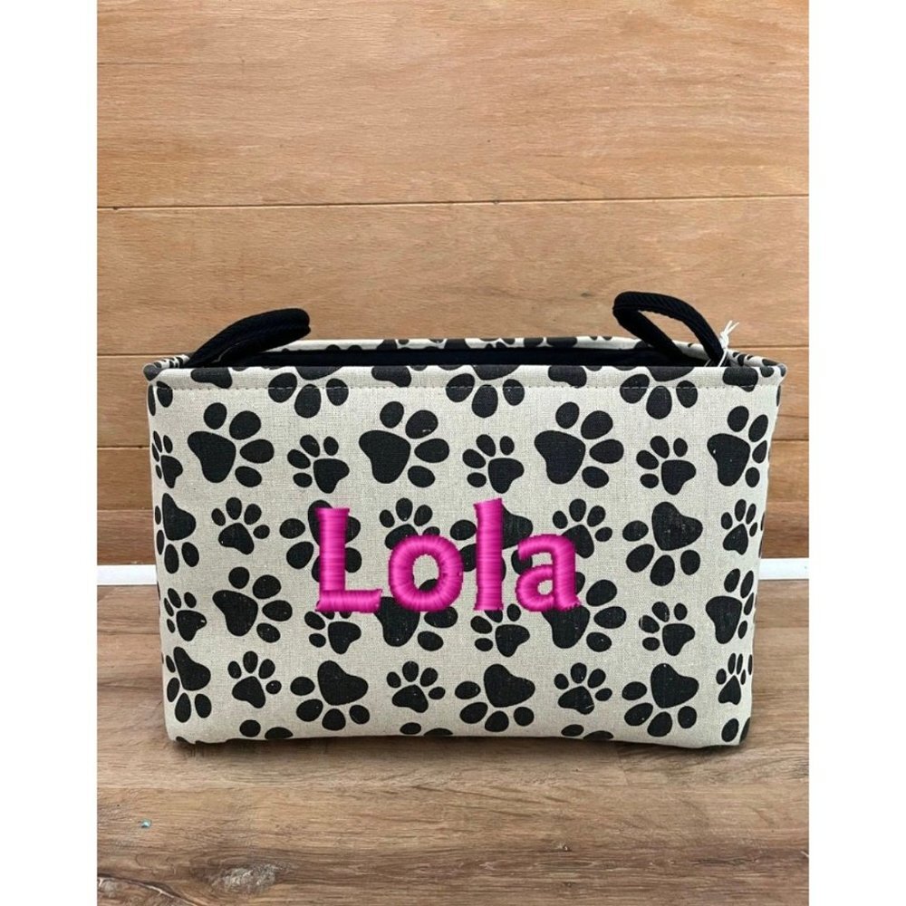 CUSTOM Embroidered Toy Bin with Paws
